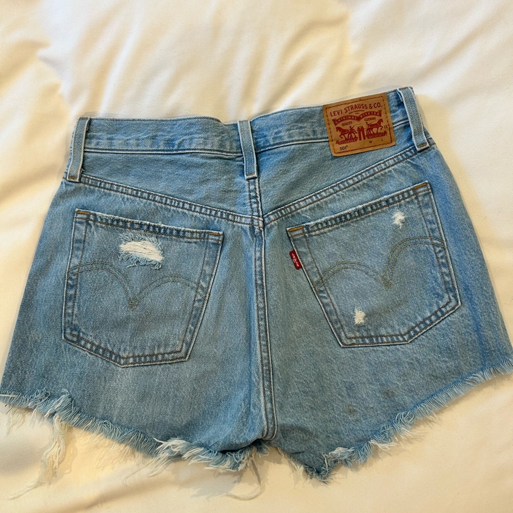 Levi's Light Blue Distressed Jean Shorts